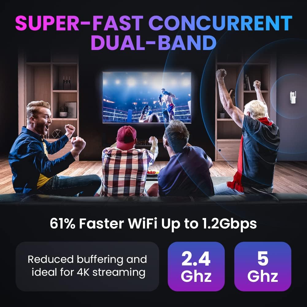 All-New 2023 WiFi Extender 1.2Gb/s Signal Booster – Dual Band 5GHz  2.4GHz, New Generation up to 4X Faster, Longest Range Than Ever Super Antennas, Signal Amplifier w/Ethernet Port, Alexa Compatible