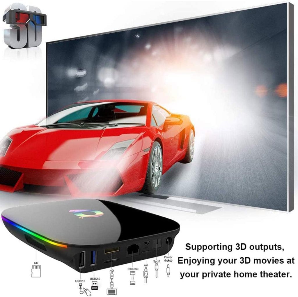 Android 10.0 TV Box 4GB RAM 32GB ROM, Q Plus Android Box H616 Quad-core WiFi 2.4GHz Support 6K H.265 HD 2.0 Ethernet
