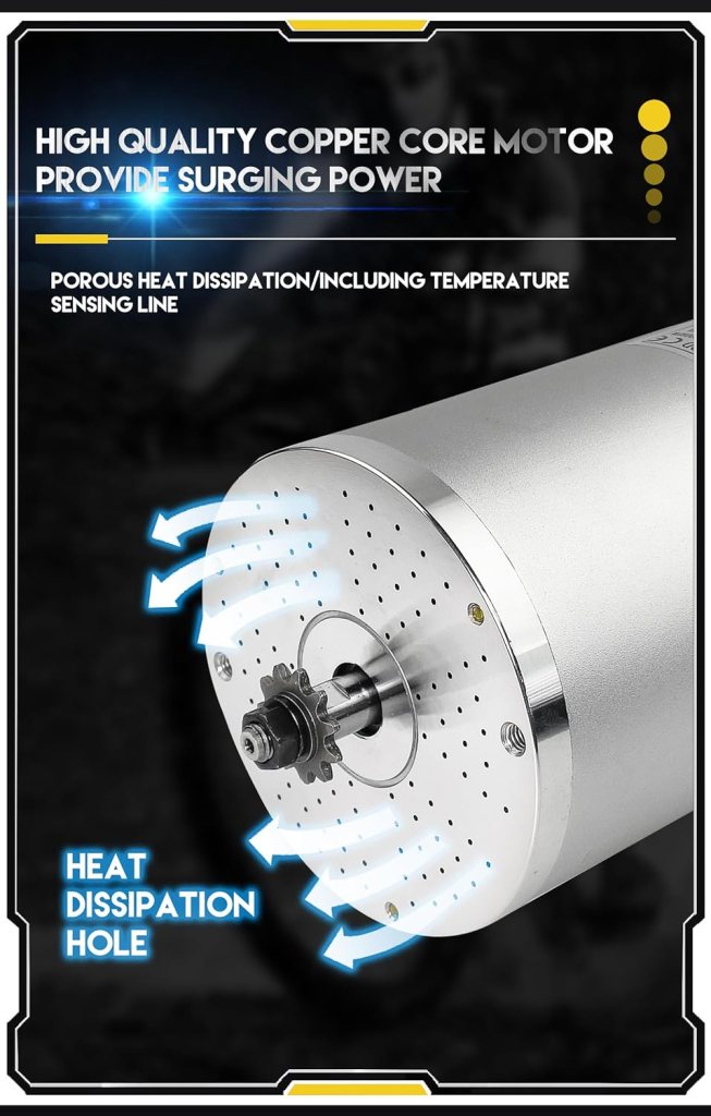 Doinal Electric DC Motor 48V 2000 Watt Motor, Electric Scooter Brushless Motor Max Speed 5700rpm, Electric Dirt Bike Motor Engine, Go Kart Electric Motor with Temperature Sensing