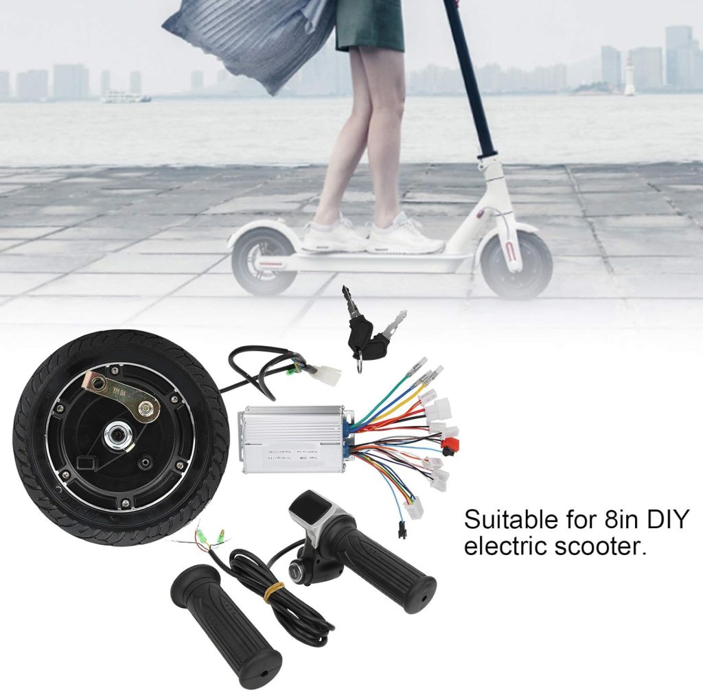 Electric Scooter Hub Motor Kit, 48V 350W Wheel E-Bike Motor Conversion Hub Kit Electric Bike Wheel Brushless Hub Motor Accessory for 8in Electric Scooter