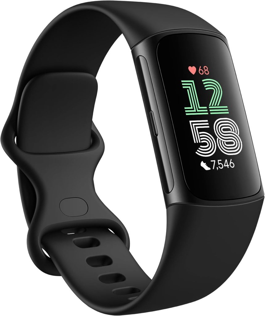 Fitbit Charge 6 Fitness Tracker with Google apps, Heart Rate on Exercise Equipment, 6-Months Premium Membership Included, GPS, Health Tools and More, Obsidian/Black, One Size (S  L Bands Included)