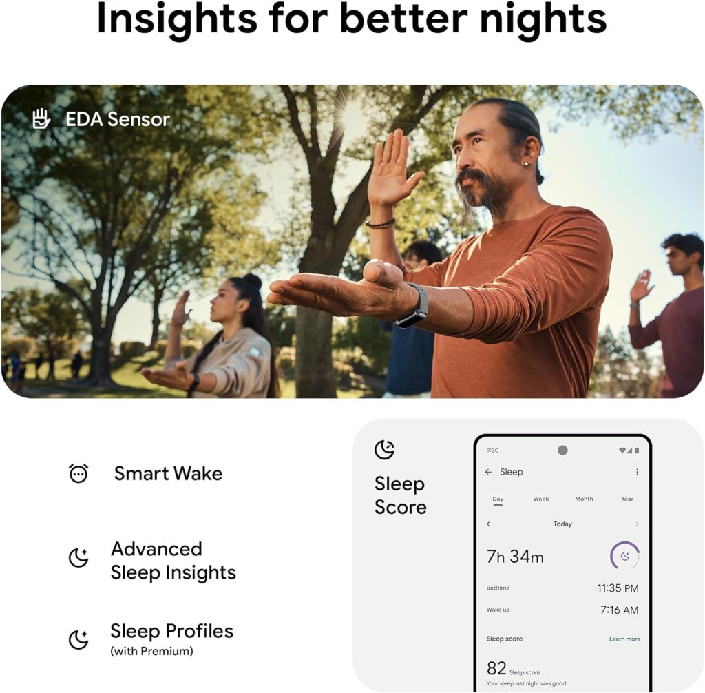 Fitbit Charge 6 Fitness Tracker with Google apps, Heart Rate on Exercise Equipment, 6-Months Premium Membership Included, GPS, Health Tools and More, Obsidian/Black, One Size (S  L Bands Included)