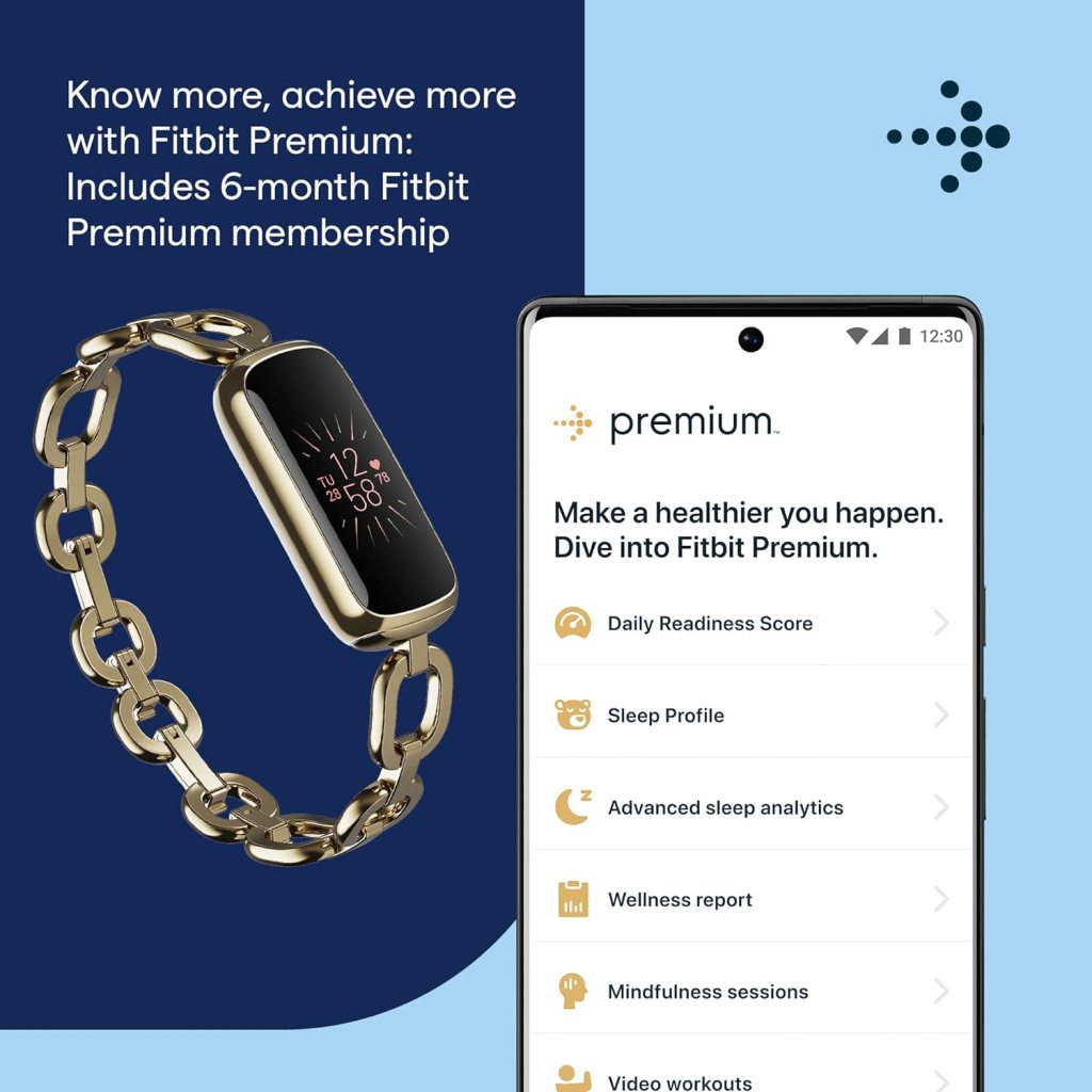 Fitbit Luxe-Fitness and Wellness-Tracker with Stress Management, Sleep-Tracking and 24/7 Heart Rate, Black/Graphite, One Size (S  L Bands Included)