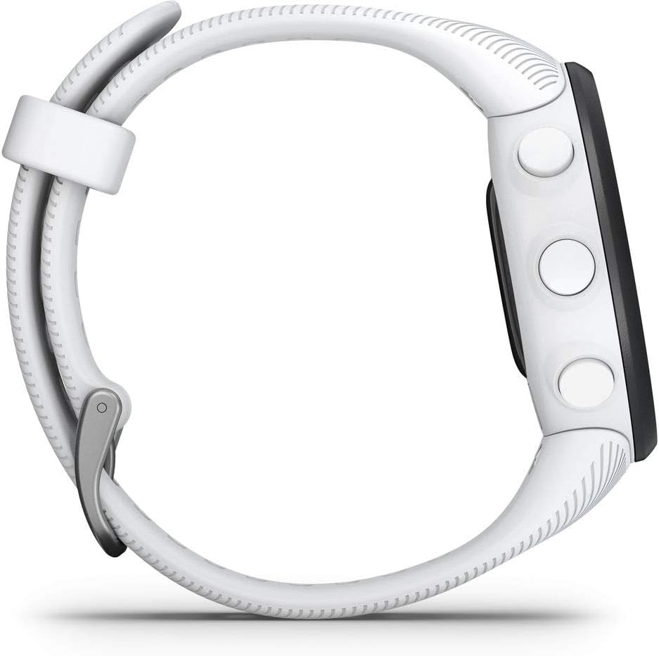 Garmin 010-02156-00 Forerunner 45S GPS Running Watch 39mm, White Bundle with Workout Cooling Sport Towel and Deco Essentials Wearable Commuter Front and Rear Safety Light