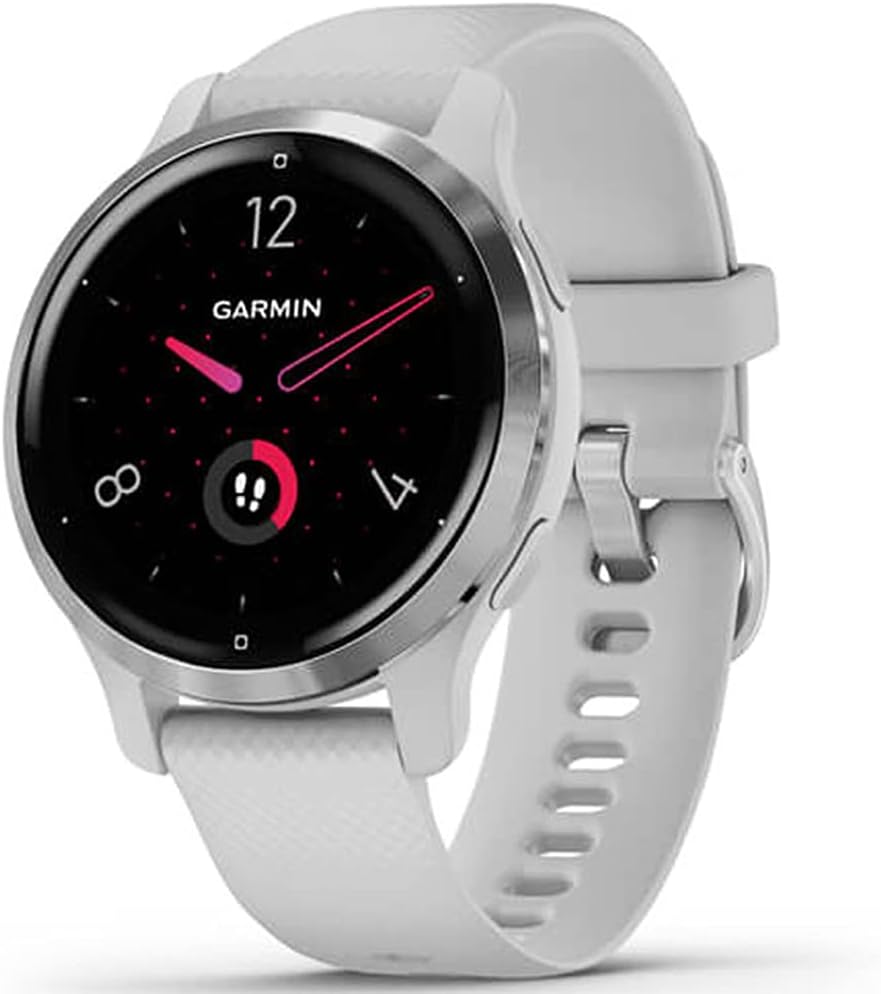 Garmin 010-02429-02 Venu 2S Fitness Smartwatch Silver Bezel with Mist Gray Silicone Band Bundle with Tech Smart USA Fitness  Wellness Suite and 1 YR CPS Enhanced Protection Pack