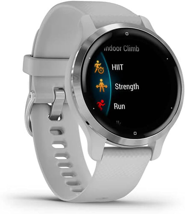 Garmin 010-02429-02 Venu 2S Fitness Smartwatch Silver Bezel with Mist Gray Silicone Band Bundle with Tech Smart USA Fitness  Wellness Suite and 1 YR CPS Enhanced Protection Pack