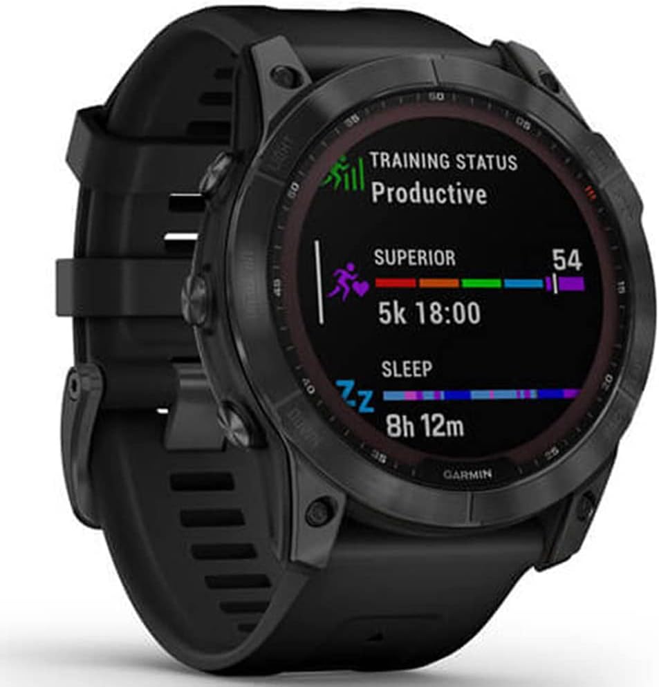 Garmin 010-02541-00 Fenix 7X Solar Smartwatch Slate Gray with Black Band Bundle with 2 YR CPS Enhanced Protection Pack