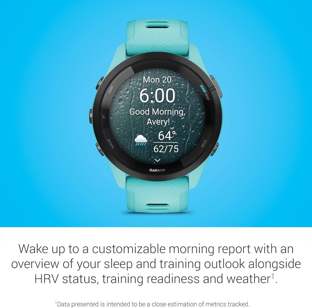 Garmin Forerunner 265 Running Smartwatch, Colorful AMOLED Display, Training Metrics and Recovery Insights, Aqua and Black