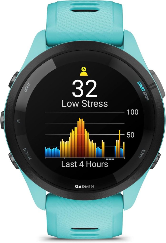 Garmin Forerunner 265 Running Smartwatch, Colorful AMOLED Display, Training Metrics and Recovery Insights, Black and Powder Gray
