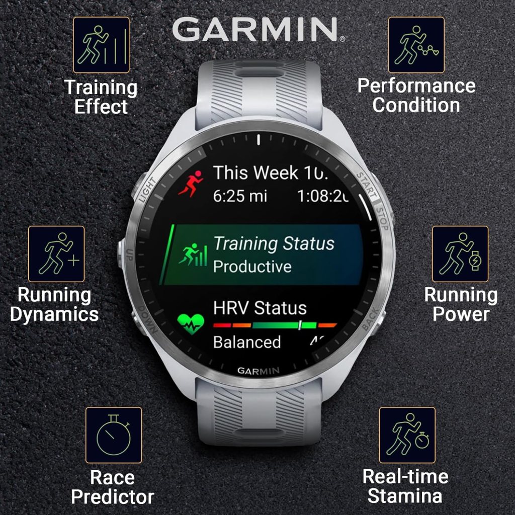 Garmin Forerunner 965 Premium GPS Running and Triathlon 47mm Smartwatch with AMOLED Touchscreen Display, Carbon Gray DLC Titanium Bezel with Black Silicone Band with Wearable4U Black Earbuds Bundle Garmin Forerunner 965 Premium GPS Running and Triathlon 47mm Smartwatch with AMOLED Touchscreen Display, Carbon Gray DLC Titanium Bezel with Black Silicone Band with Wearable4U Black Earbuds Bundle