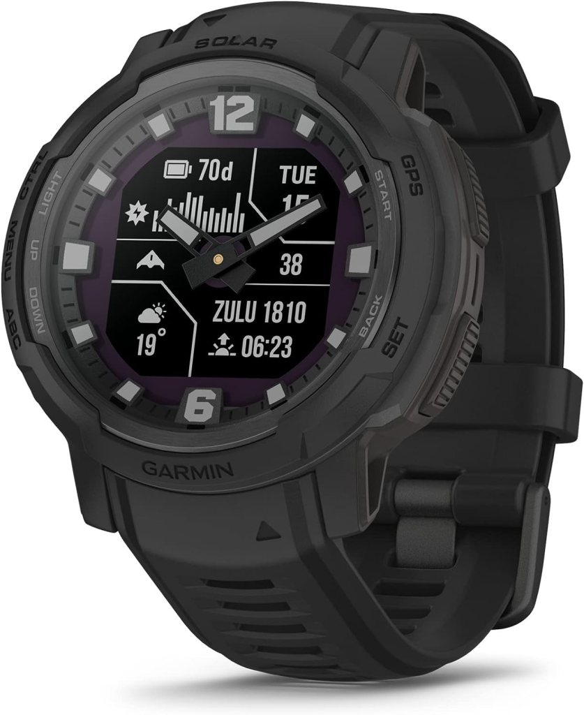 Garmin Instinct Crossover Solar - Tactical Edition, Rugged Hybrid Smartwatch with Solar Charging Capabilities, Tactical-Specific Features, Analog Hands and Digital Display, Black Garmin Instinct Crossover Solar - Tactical Edition, Rugged Hybrid Smartwatch with Solar Charging Capabilities, Tactical-Specific Features, Analog Hands and Digital Display, Black