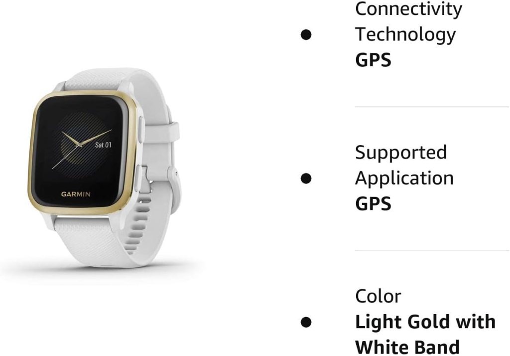 Garmin Venu Sq, GPS Smartwatch with Bright Touchscreen Display, Up to 6 Days of Battery Life, Light Gold and White (Renewed)