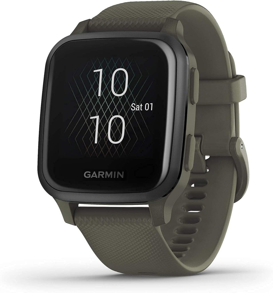 Garmin Venu Sq Music, GPS Smartwatch with Bright Touchscreen Display, Features Music and Up to 6 Days of Battery Life, Slate and Moss Green (Renewed)
