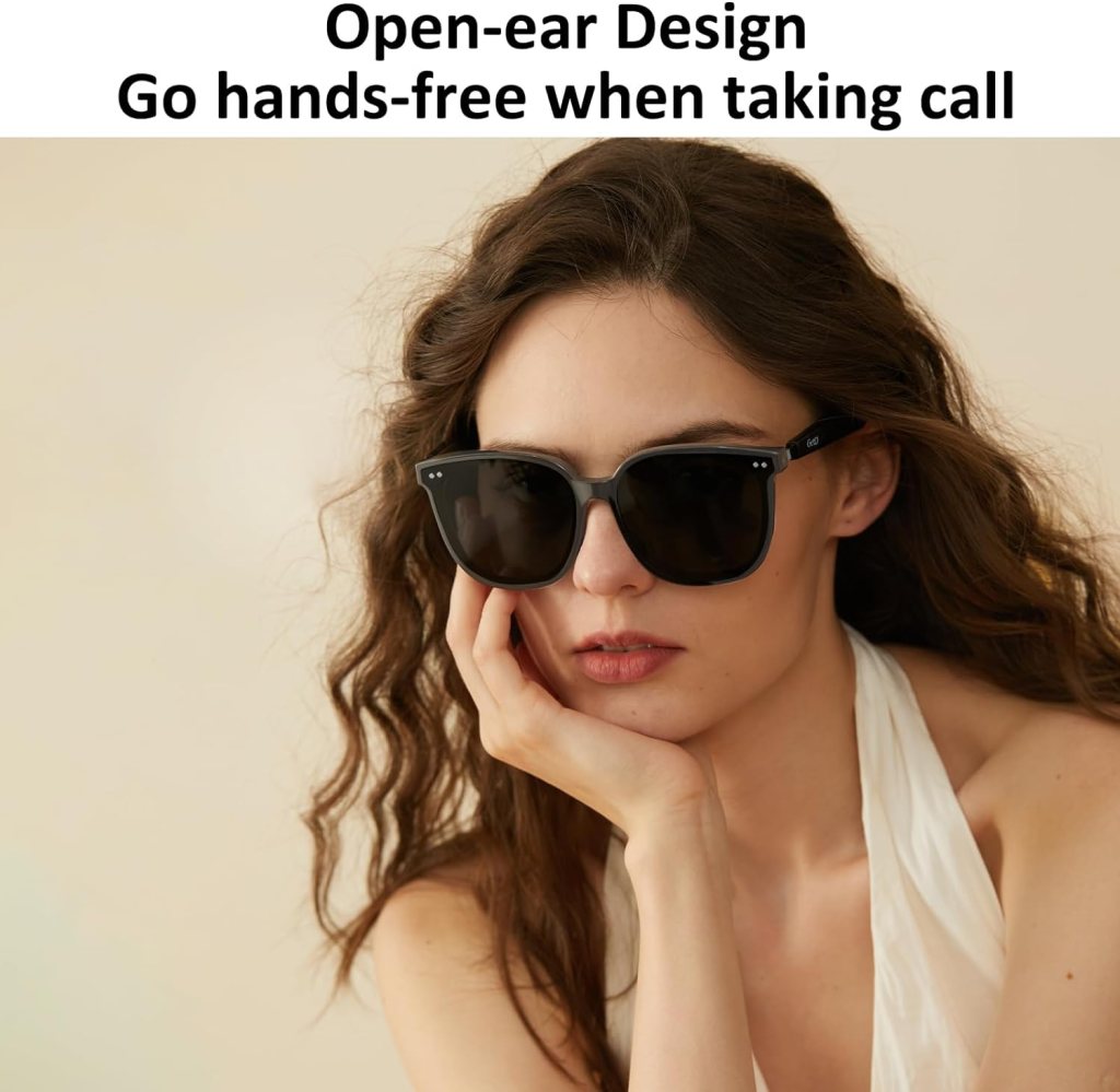 GetD Smart Bluetooth Sunglasses for Men and Women, Voice Control and Open Ear Style Smart Glasses Listen Music and Calls with Speakers IPX4 Waterproof Bluetooth Audio Glasses
