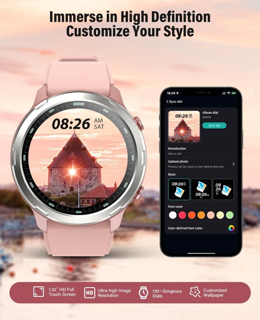 GPS Smart Watch for Men Women, Rugged Outdoor Watch with GPS and Compass, Fitness Tracker with Heart Rate Blood Oxygen Sleep Monitor, IP68 Waterproof, 1.32 Touch Screen, Compatible Android iOS iPhone