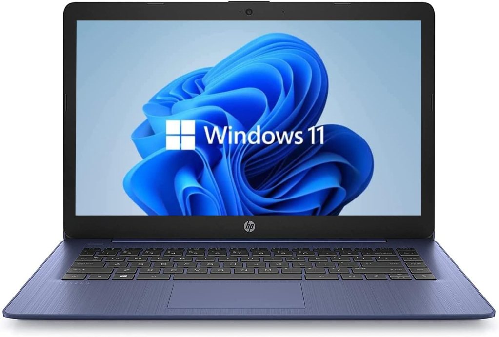 HP Newest 14 HD Laptop, Windows 11, Intel Celeron Dual-Core Processor Up to 2.60GHz, 4GB RAM, 64GB SSD, Webcam, Dale Pink(Renewed) (Dale Blue)