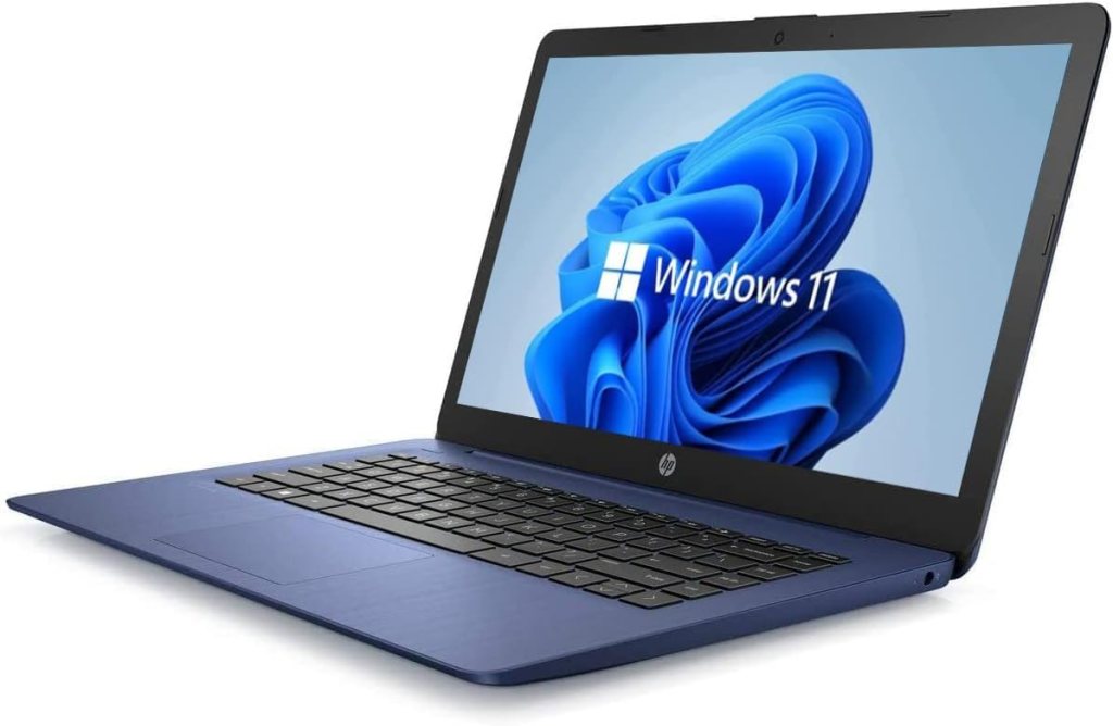 HP Newest 14 HD Laptop, Windows 11, Intel Celeron Dual-Core Processor Up to 2.60GHz, 4GB RAM, 64GB SSD, Webcam, Dale Pink(Renewed) (Dale Blue)