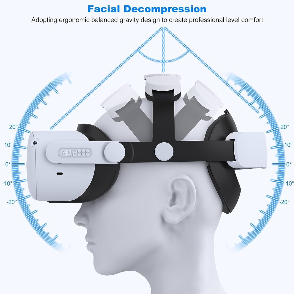 Kawaye Head Strap Compatible with Meta Quest 2, Double Knob Adjustable Comfortable Head Strap for Oculus Quest 2, Enhanced Support  Comfort Head Strap Accessories, Replacement for Elite Strap, MQ2000