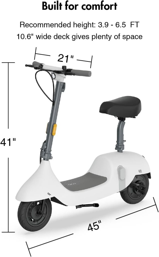 OKAI EA10 Electric Scooter with Seat | Adult Retro Style Moped | Removable Battery | Up to 25 Mile Range 15.5 MPH | 750W Peak Power | 10 Vacuum Tires (Optional Basket) OKAI EA10 Electric Scooter with Seat | Adult Retro Style Moped | Removable Battery | Up to 25 Mile Range 15.5 MPH | 750W Peak Power | 10 Vacuum Tires (Optional Basket)