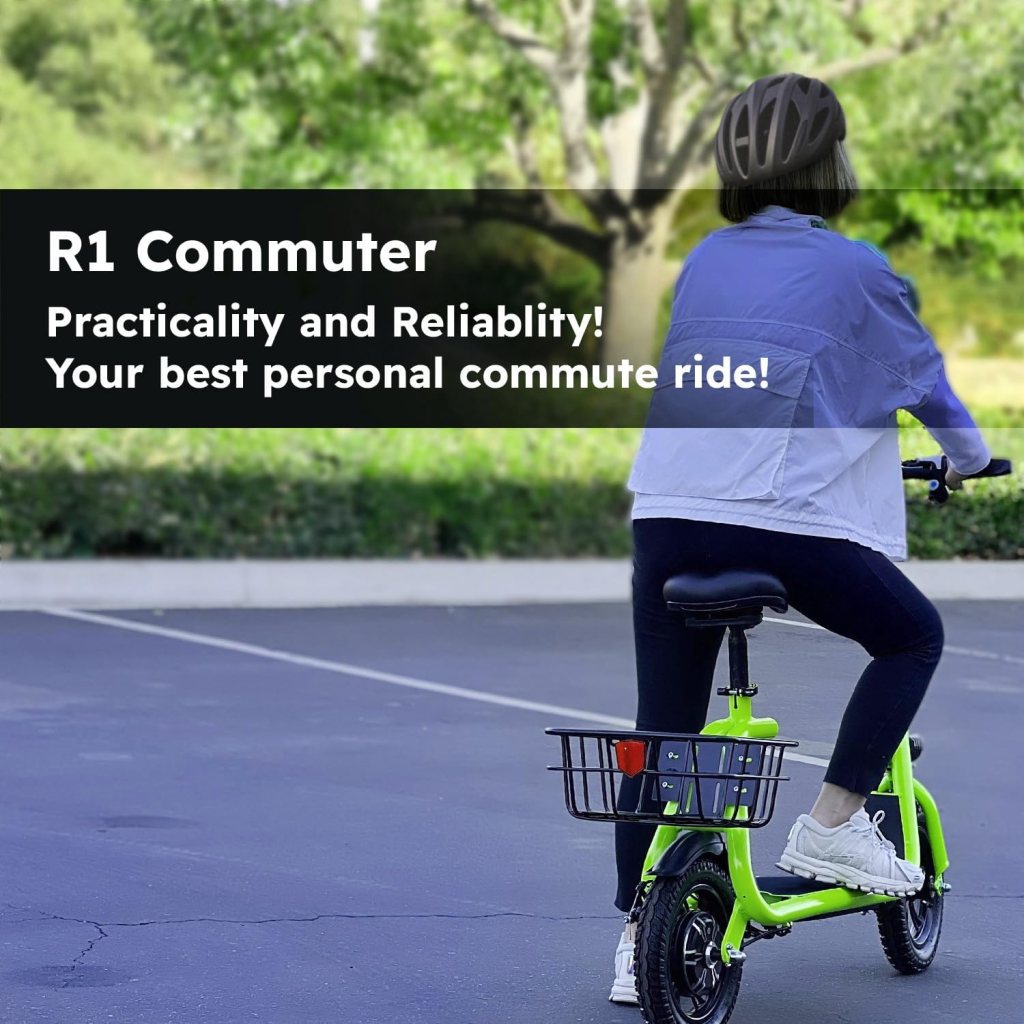 Phantomgogo Commuter R1 - Electric Scooter for Adults - Foldable Scooter with Seat  Carry Basket - 450W Brushless Motor 36V - 15MPH 265lbs Max Load E Mopeds for Adults