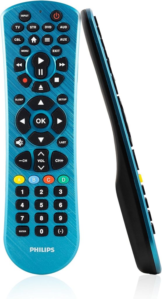 Philips Universal Remote Control Replacement for Samsung, Vizio, LG, Sony, Sharp, Roku, Apple TV, RCA, Panasonic, Smart TVs, Streaming Players, Blu-ray, DVD, Simple Setup, 6 Device, Blue, SRP6249B/27