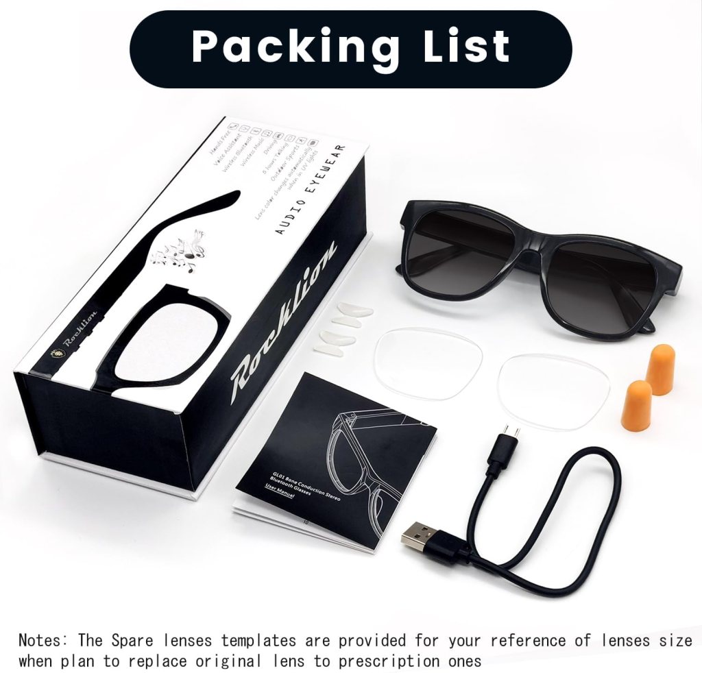 QZTELECTRONIC Bone Conduction Glasses, Open-Ear Headphones Bluetooth, Photochromic Sunglasses Anti Blue Ray, IP6 Waterproof Audio Glasses, Hand-Free Calling and Music, Smart Glasses for Women and Men