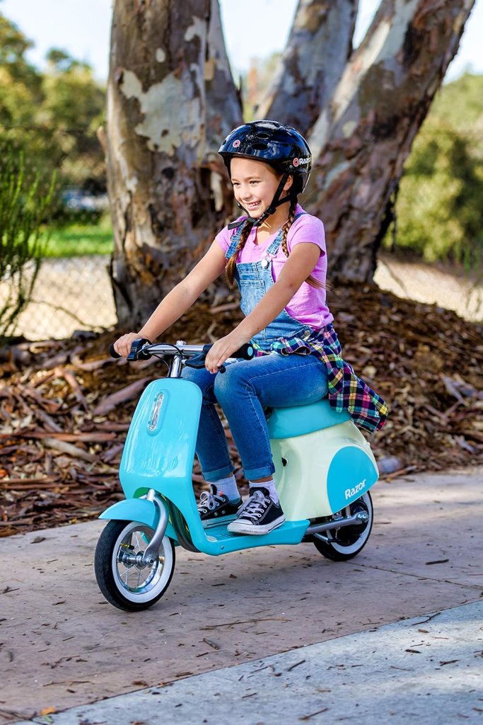 Razor Pocket Mod Petite - 12V Miniature Euro-Style Electric Scooter for Ages 7+, 100-watt Motor, Up to 40 min Ride Time, For Riders up to 110 lbs, Blue Razor Pocket Mod Petite - 12V Miniature Euro-Style Electric Scooter for Ages 7+, 100-watt Motor, Up to 40 min Ride Time, For Riders up to 110 lbs, Blue