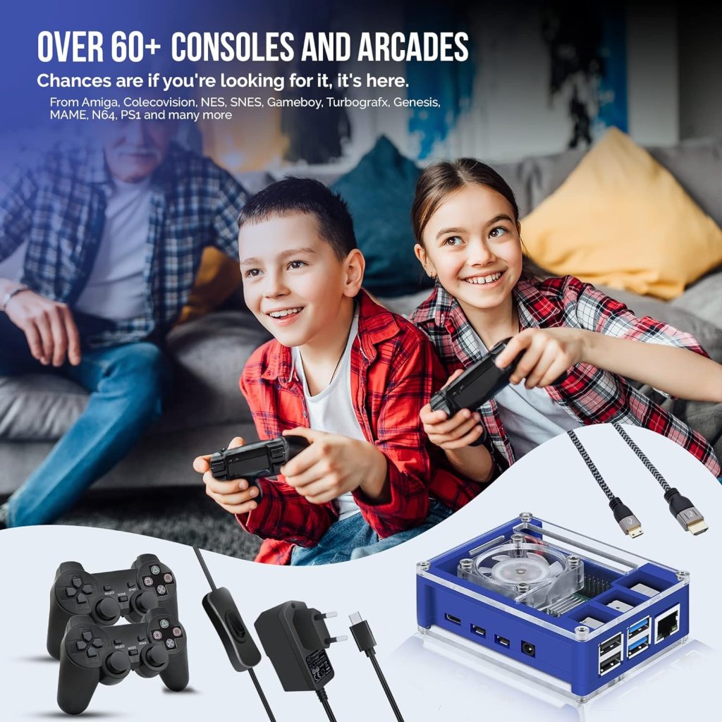 Retropie Extreme Edition Raspberry Pi 4 Retro Console Kit - Over 130,000 Games Over 60 Consoles and Arcades Retro Game Console - Retro Gaming