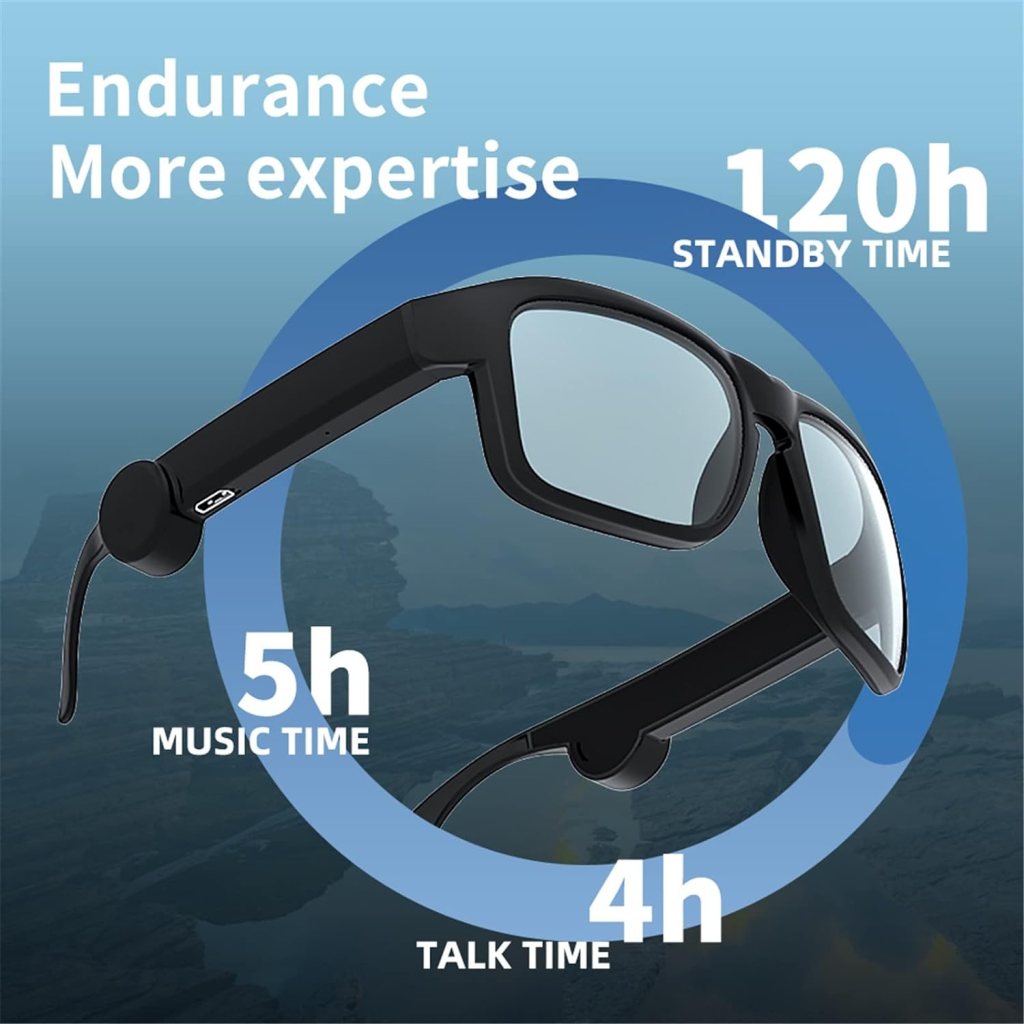 Sentmoon Smart Glasses, Sunglasses with Bluetooth Speaker, Bluetooth 5.0 Audio Glasses, IP45 Waterproof, Voice Control and Open Ear Style Smart Glasses Listen Music Calls with Volume UP Down