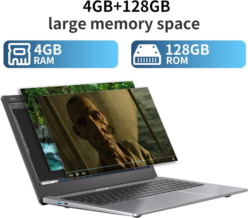 SGIN 4GB DDR4 RAM 128GB SSD Notebook, 15.6 Inch Laptop, Computer with Intel Celeron Processor, Intel UHD Graphics 600, USB3.0, Mini HDMI, Webcam, Wi-Fi, Bluetooth 4.2