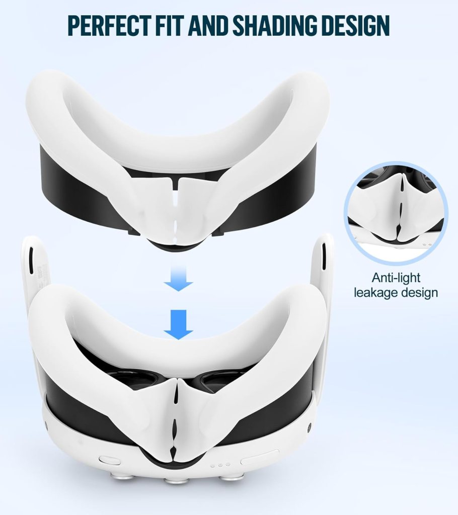 Silicone Cover Set Compatible with Oculus/Meta Quest 3, VR Accessories Protective Cover Includes Controller Grips, Front Shell Headset Cover and Face Cover (Black)