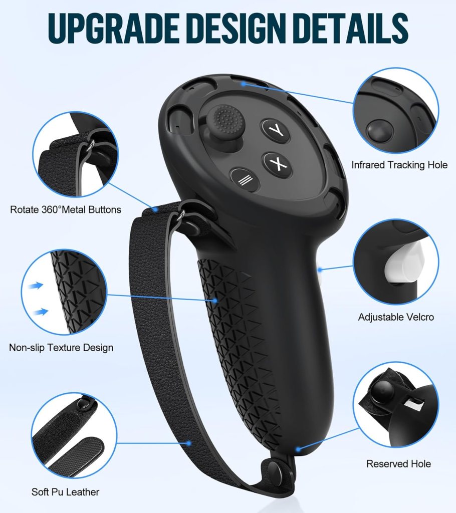 Silicone Cover Set Compatible with Oculus/Meta Quest 3, VR Accessories Protective Cover Includes Controller Grips, Front Shell Headset Cover and Face Cover (Black)