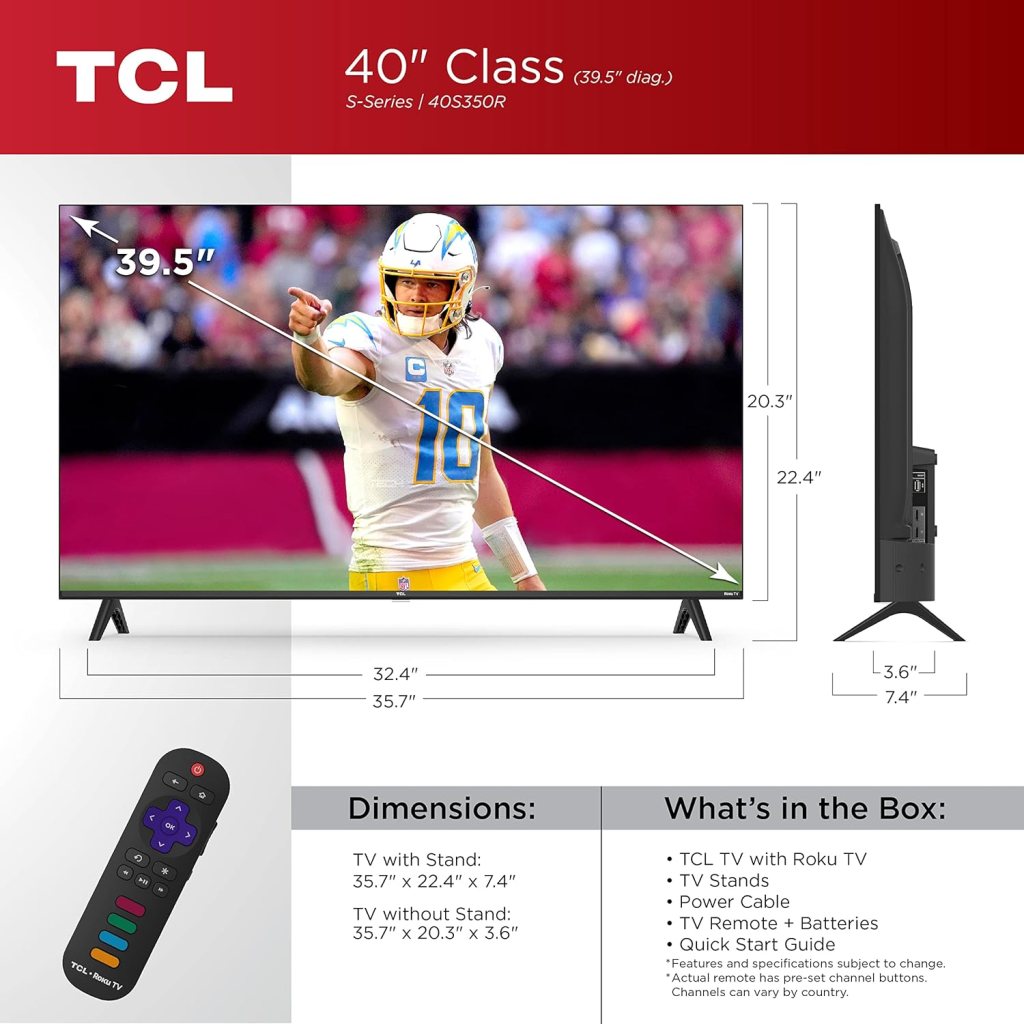 TCL 40-Inch Class S3 1080p LED Smart TV with Roku TV (40S350R, 2023 Model), Compatible with Alexa, Google Assistant, and Apple HomeKit Compatibility, Streaming FHD Television,Black TCL 40-Inch Class S3 1080p LED Smart TV with Roku TV (40S350R, 2023 Model), Compatible with Alexa, Google Assistant, and Apple HomeKit Compatibility, Streaming FHD Television,Black