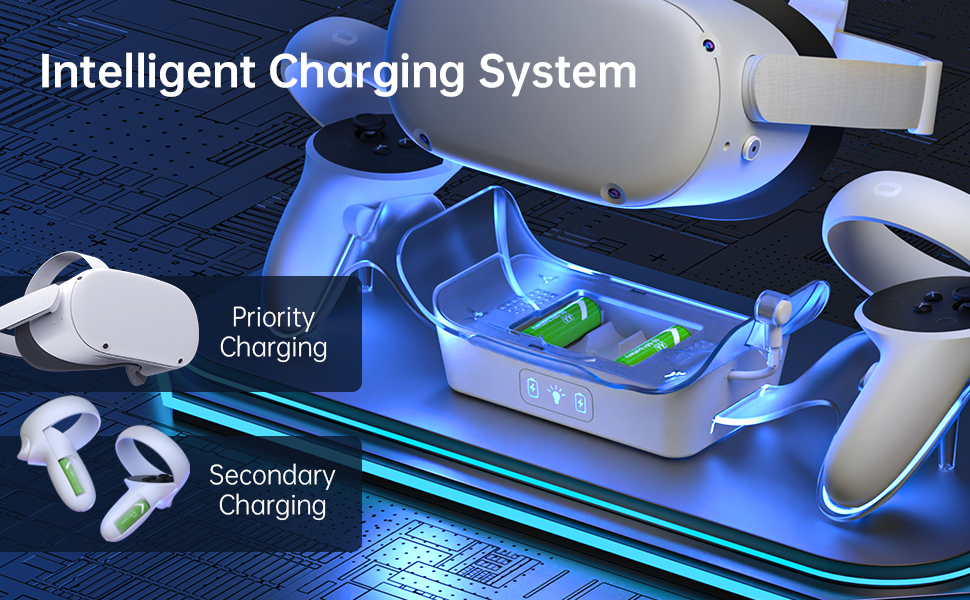ToyBag Charging Dock Compatible for Oculus Quest 2, Charging Station for VR Headset with 2 Rechargeable Batteries and Magnetic Covers, Compatible with Oculus Quest 2 Accessories ToyBag Charging Dock Compatible for Oculus Quest 2, Charging Station for VR Headset with 2 Rechargeable Batteries and Magnetic Covers, Compatible with Oculus Quest 2 Accessories