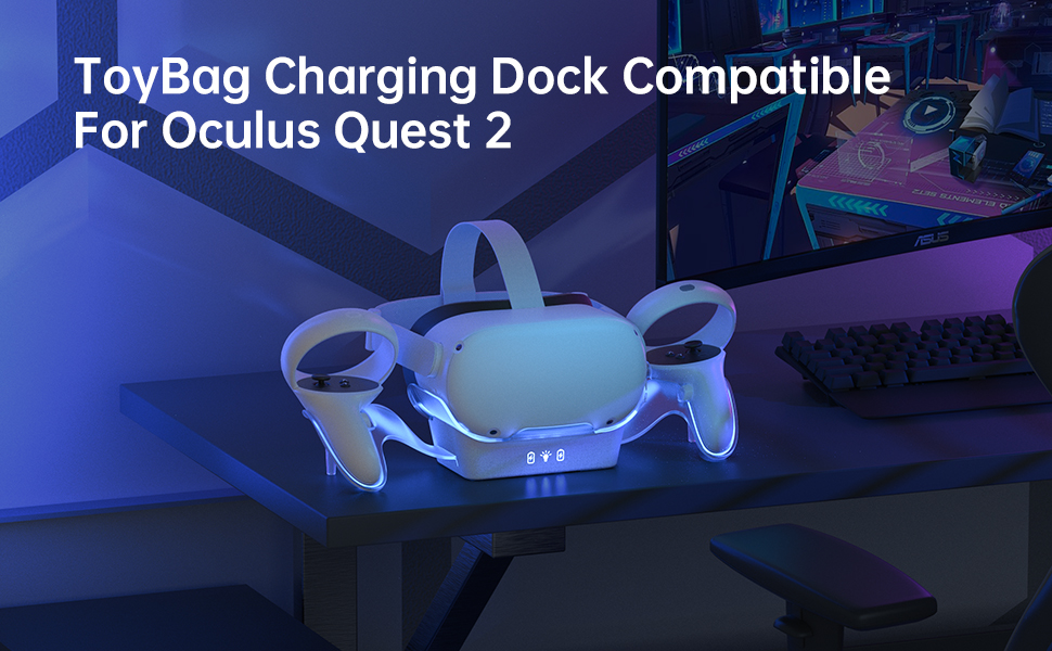 ToyBag Charging Dock Compatible for Oculus Quest 2, Charging Station for VR Headset with 2 Rechargeable Batteries and Magnetic Covers, Compatible with Oculus Quest 2 Accessories ToyBag Charging Dock Compatible for Oculus Quest 2, Charging Station for VR Headset with 2 Rechargeable Batteries and Magnetic Covers, Compatible with Oculus Quest 2 Accessories