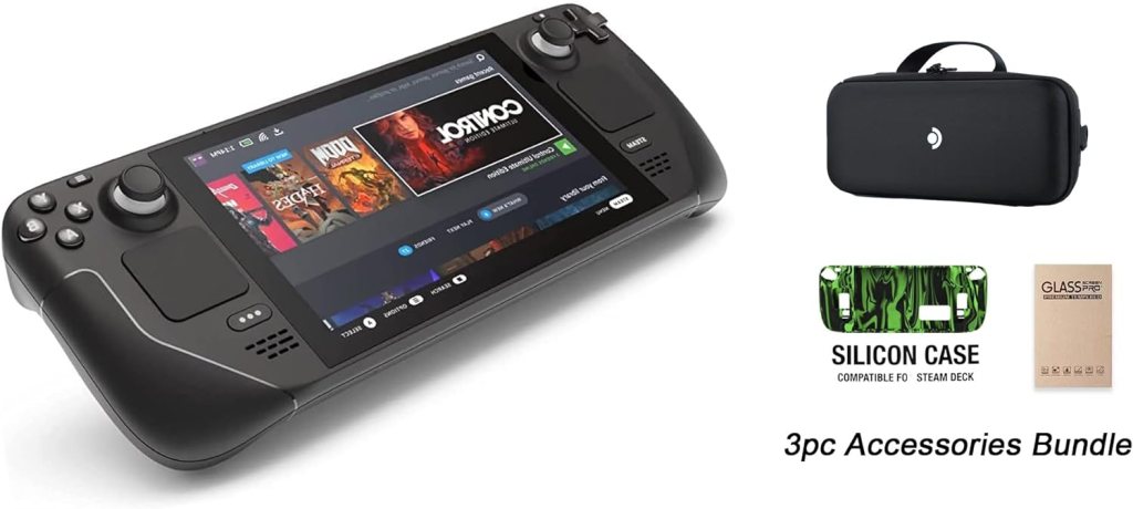 Valve Steam Deck 1TB Handheld Gaming Console with Carring case, 1280 x 800 LCD Display, Bundle Silicone Soft Cover Protector  Tempered Glass Film
