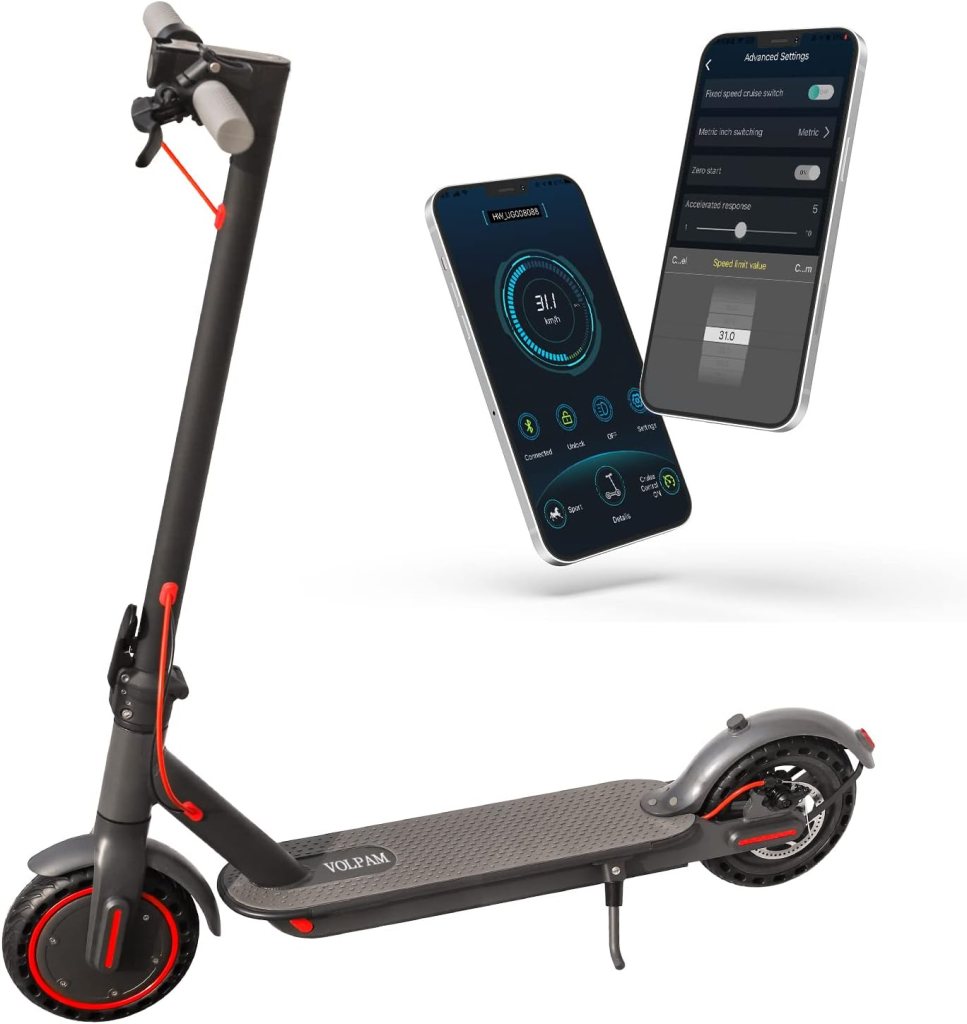 VOLPAM Electric Scooter, 8.5/10 Tires, Max 19-27 Miles Range, 350-500W Motor, Max 19/21 MPH Speed, Dual Braking, Folding Commuting Electric Scooter Adults