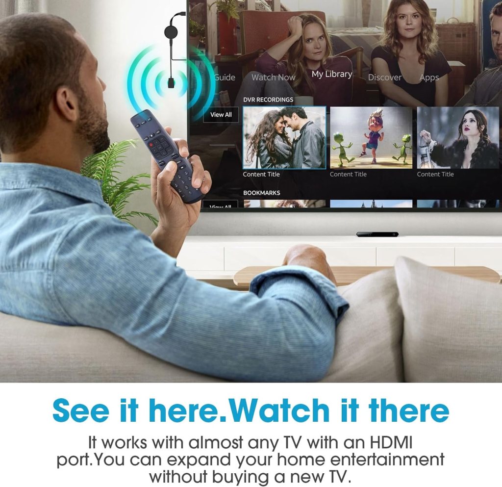 Wireless HDMI Display Dongle Adapter - 1080P Video Mirroring Dongle Receiver - Live TV Receiver from Phone,Tablet,Laptop,Window to HDTV/Monitor/Projector - Compatible Miracast, Air Play, DLNA
