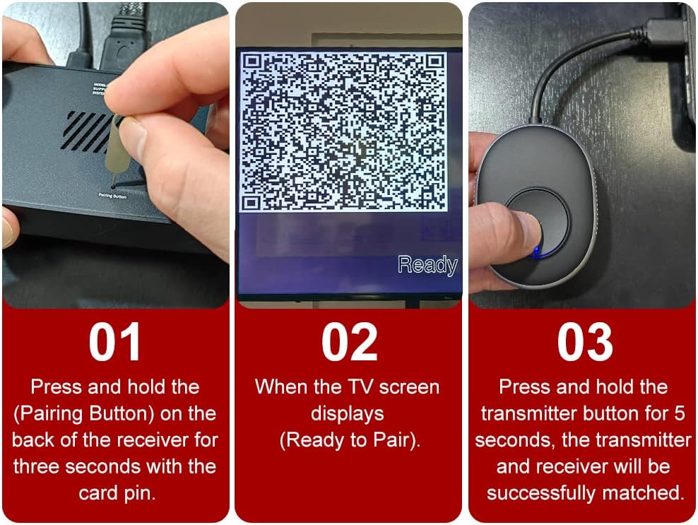 Wireless HDMI Transmitter and Receiver 4K Kit, Full HD 4K Wireless Presentation Equipment HDMI Adapter, Plug and Play Streaming Media. Laptop, Dongle, PC,PS4, Smart Phone to HDTV/Projector 165FT/50M