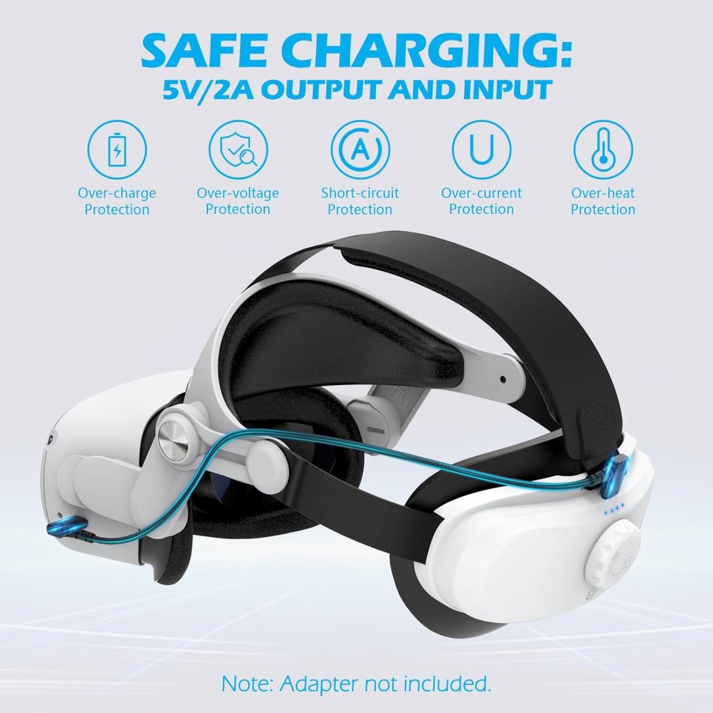 YOGES Battery Head Strap Compatible with Oculus Quest 2 Accessories, Rechargable Adjustable Headstrap for VR Headset Compatible with Meta Quest 2 YOGES Battery Head Strap Compatible with Oculus Quest 2 Accessories, Rechargable Adjustable Headstrap for VR Headset Compatible with Meta Quest 2