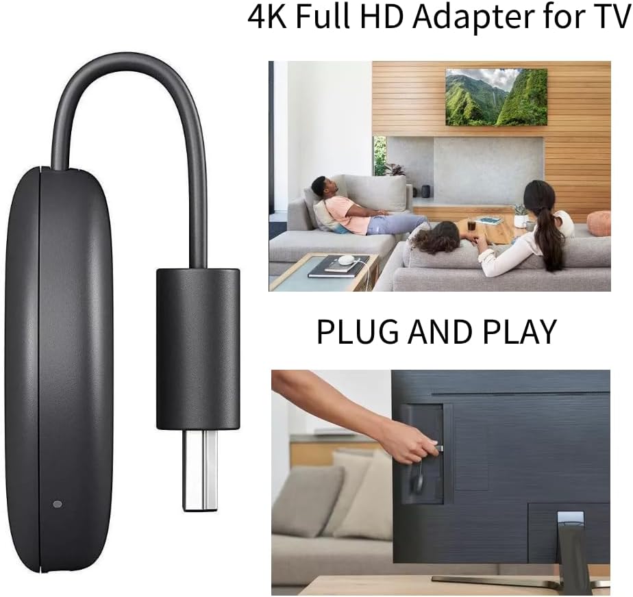 4K Wireless Hdmi Display Dongle Adapter for HDTV, No Setup, No Need Any APP,Streaming Video/Audio from Laptop, PC, Smartphone to HDTV