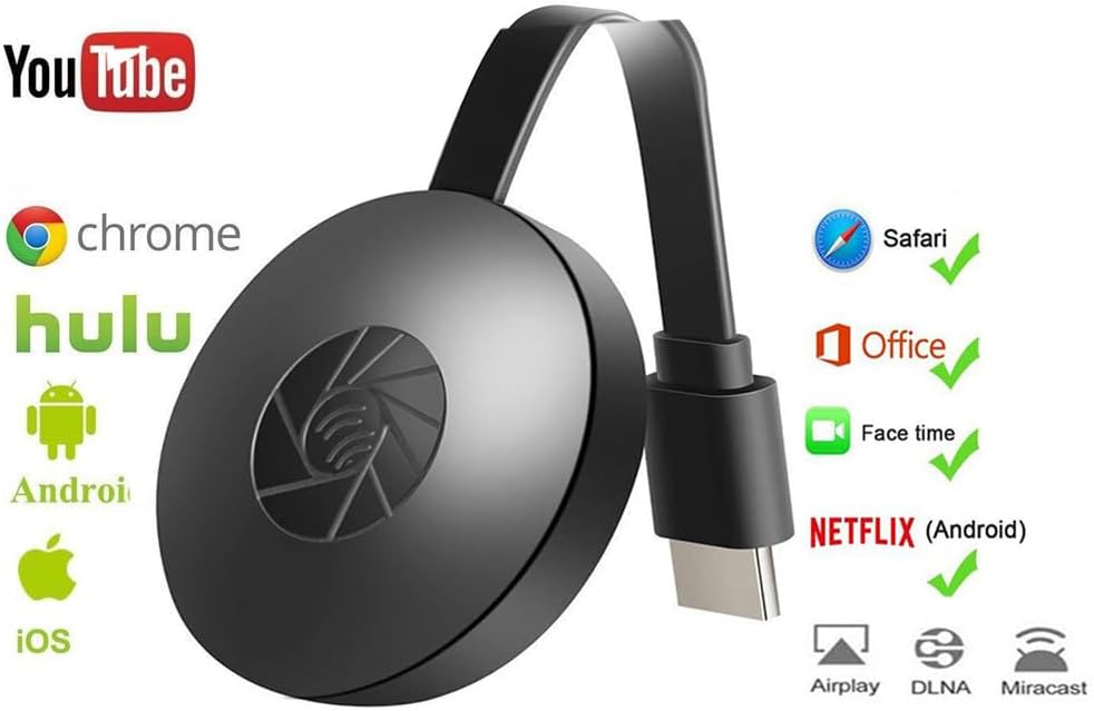 4K Wireless Hdmi Display Dongle Adapter for HDTV, No Setup, No Need Any APP,Streaming Video/Audio from Laptop, PC, Smartphone to HDTV