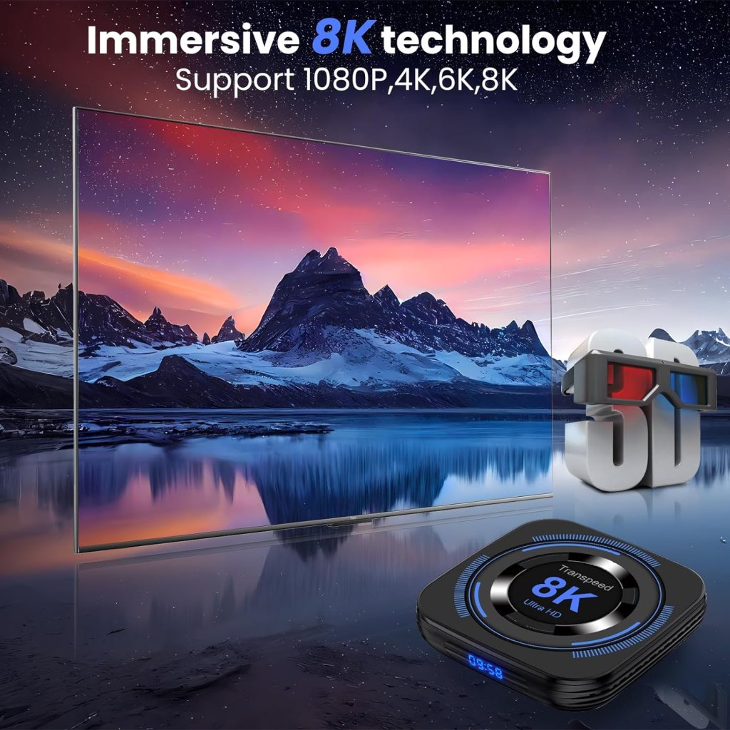 Android TV Box 12.0 4GB 64GB TV Box Android 2023 Support 8K Dual-WiFi 2.4G 5.8G Android Box H618 Chipset with HDR10 BT5.0 USB 2.0 3D Ethernet with Mini Backlit Keyboard