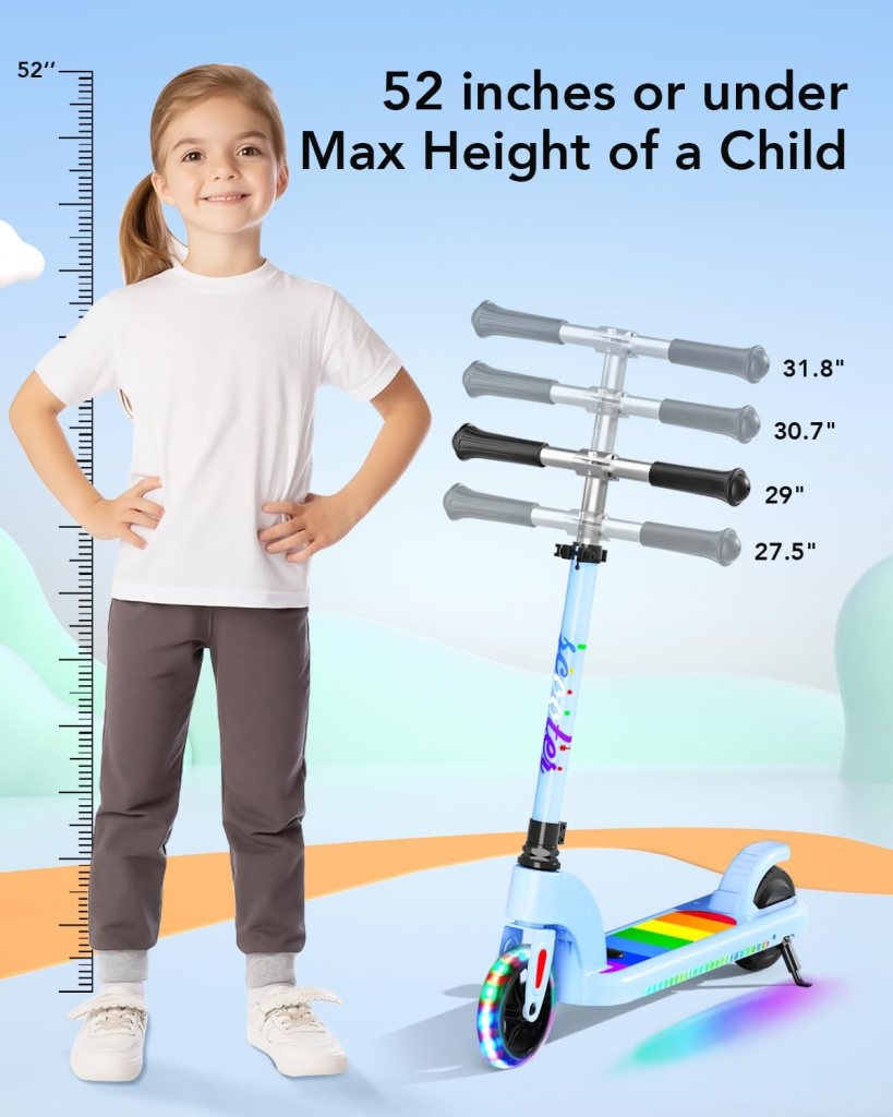 ANHAO Electric Scooter for Kids Ages 6-12 (Mainly 6-10), Kids Electric Scooter with Adjustable Height, Kick Scooter for Kids up to 110 Lbs, up to 6Mph