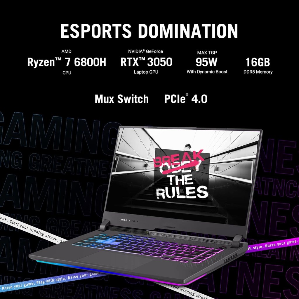 ASUS ROG Strix G15 (2022) Gaming Laptop, 15” 16:10 FHD 144Hz, GeForce RTX 3050, AMD Ryzen™ 7 6800H/HS, 16GB DDR5, 512GB PCIe SSD, Wi-Fi 6E, Windows 11, G513RC-ES73, Eclipse Gray ASUS ROG Strix G15 (2022) Gaming Laptop, 15” 16:10 FHD 144Hz, GeForce RTX 3050, AMD Ryzen™ 7 6800H/HS, 16GB DDR5, 512GB PCIe SSD, Wi-Fi 6E, Windows 11, G513RC-ES73, Eclipse Gray