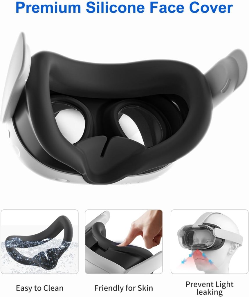 DUXICEPIN Accessories for Meta Quest 3, Protective Cover for Oculus Quest 3, Included Shell Cover, Face Cover, Controller Grips Cover, Lens Protector, Lens Cover, Joystick Caps (Not for Charging Dock)
