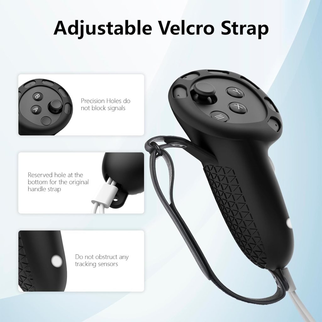 Facial Interface Accessoris Set for Meta Quest 3, Frame  Leather Foam Face Cover  Silicone Controller Grips Cover, Lens and Shell Protective Anti-Leakage Nose Pad for Oculus Quest 3