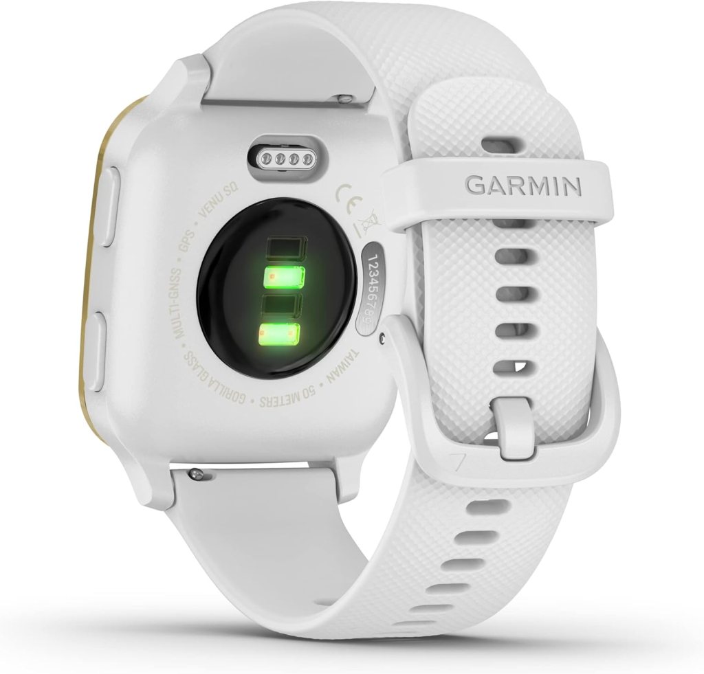Garmin 010-02427-01 Venu Sq, GPS Smartwatch with Bright Touchscreen Display, Up to 6 Days of Battery Life, Light Gold and White