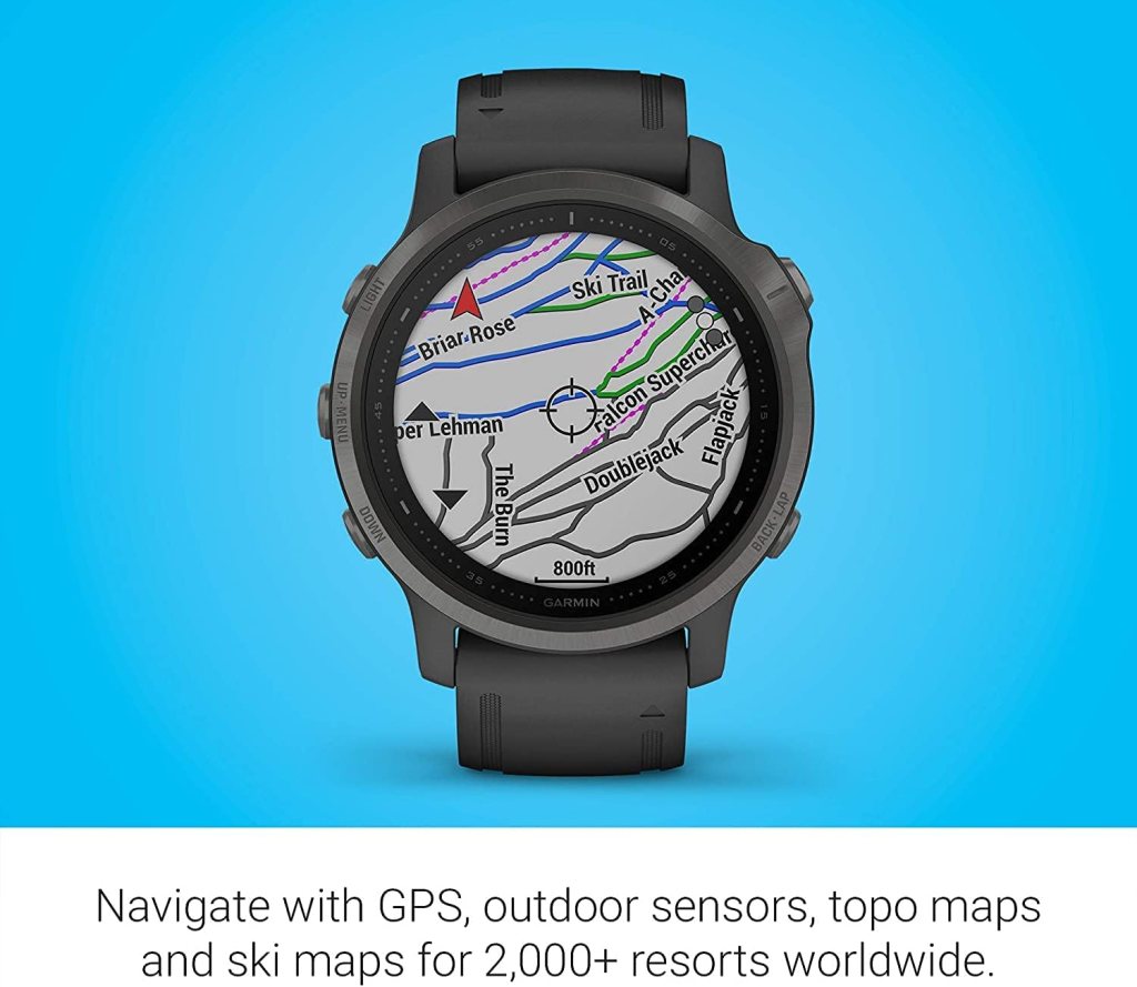 Garmin fenix 6, Premium Multisport GPS Watch, Heat and Altitude Adjusted V02 Max, Pulse Ox Sensors and Training Load Focus, Silver with Black Band