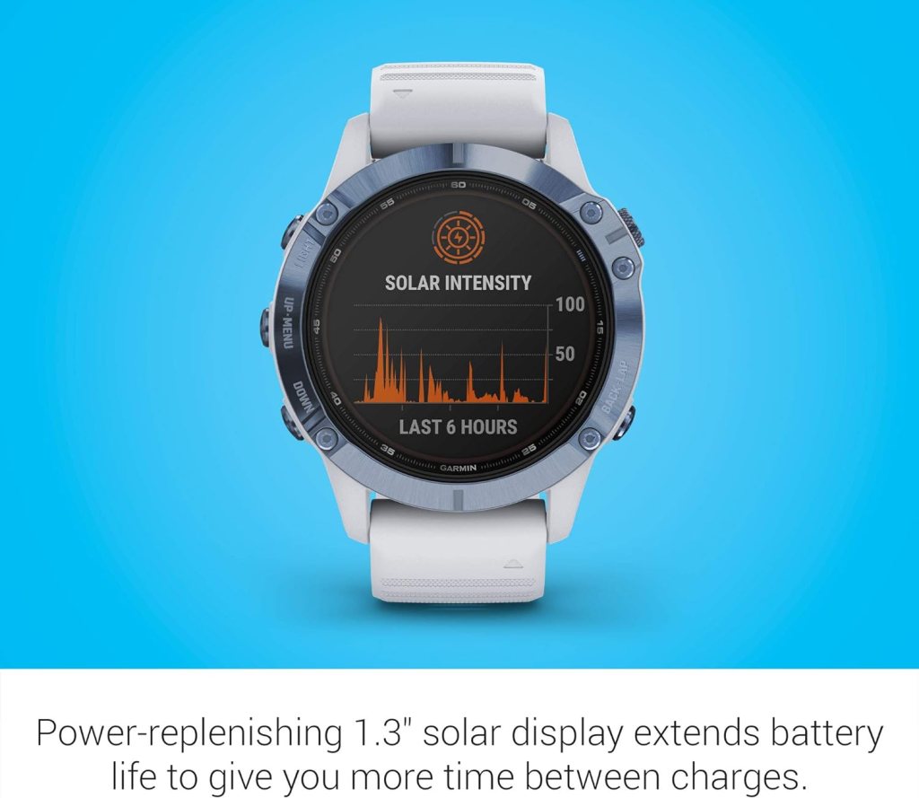 Garmin fenix 6, Premium Multisport GPS Watch, Heat and Altitude Adjusted V02 Max, Pulse Ox Sensors and Training Load Focus, Silver with Black Band